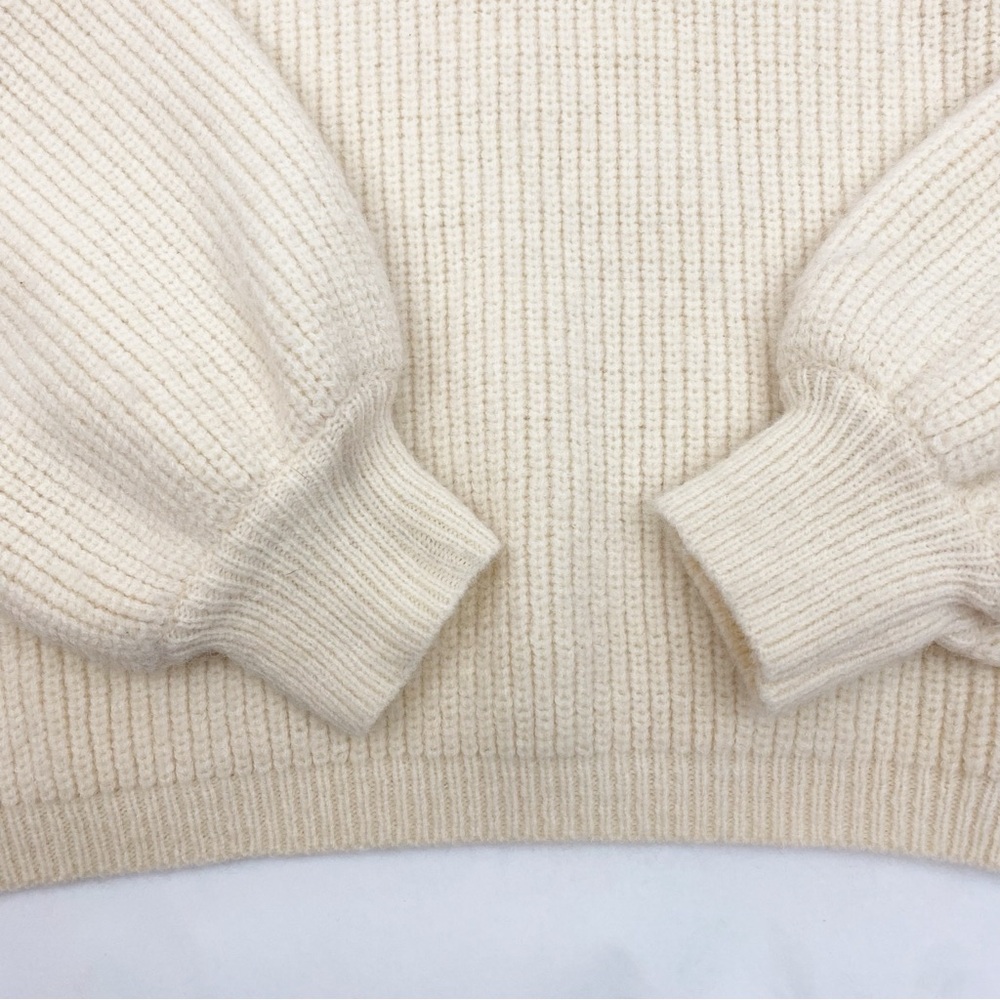 Petal + Pup Freddie Ribbed Knit Balloon Sleeve Turtleneck Sweater Ivory Cream - Picture 9 of 13